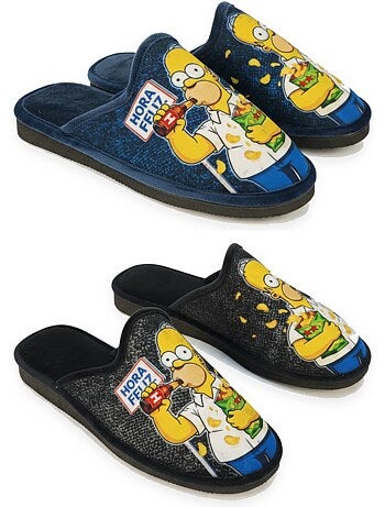 Pack de 2 pares zapatillas de casa mules hombre fantasía dibujos animados ozabi