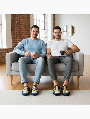 Pack de 2 pares zapatillas de casa mules hombre fantasía dibujos animados ozabi