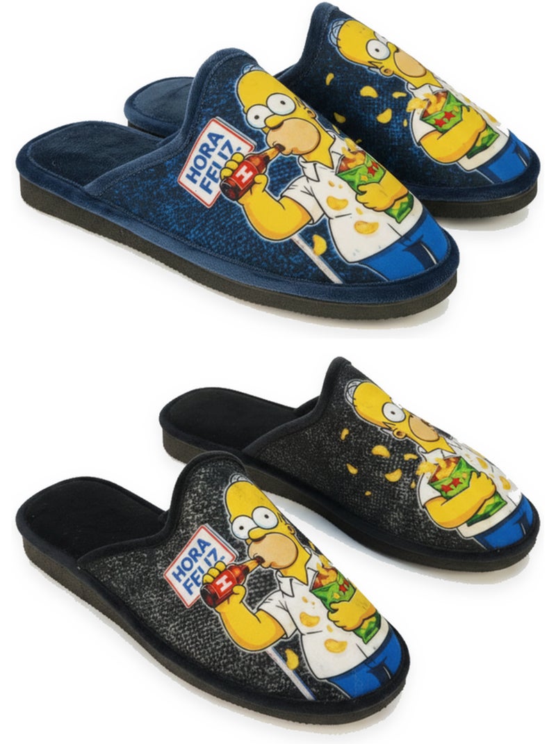 Pack de 2 pares zapatillas de casa mules hombre fantasía dibujos animados ozabi Azul Negro - Kiabi