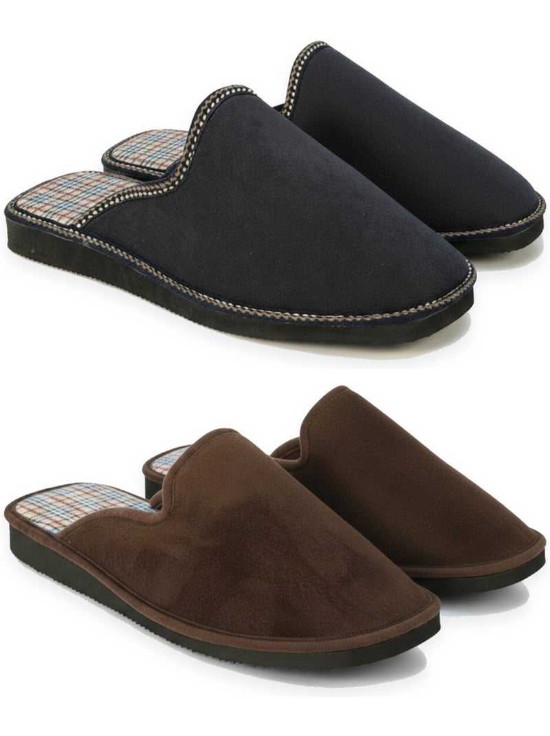 Pack de 2 pares zapatillas de casa mules hombre ozabi fabricadas en españa Azul Marrón - Kiabi