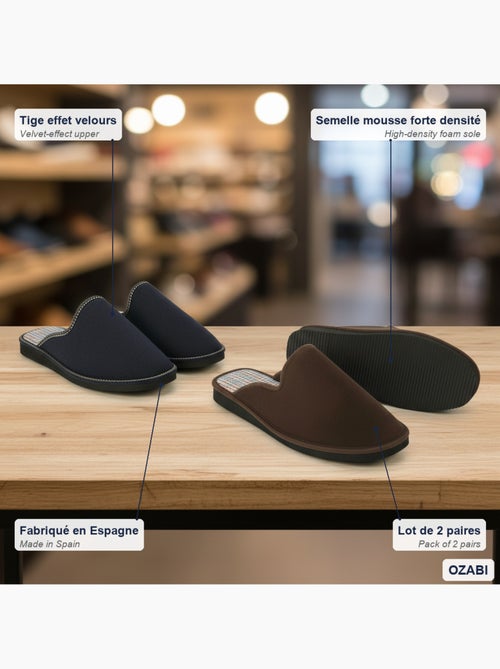Pack de 2 pares zapatillas de casa mules hombre ozabi fabricadas en españa - Kiabi Pack de 2 pares zapatillas de casa mules hombre ozabi fabricadas en españa - Kiabi