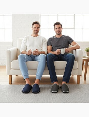 Pack de 2 pares zapatillas de casa mules hombre ozabi fabricadas en españa