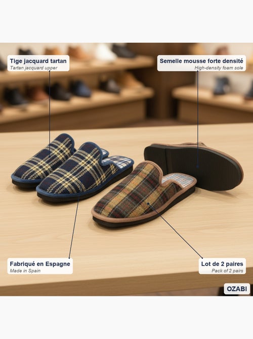 Pack de 2 pares zapatillas de casa mules hombre ozabi fabricadas en españa - Kiabi