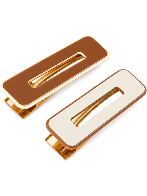 Pack de 2 pasadores de pelo rectangulares minimalistas - Kiabi