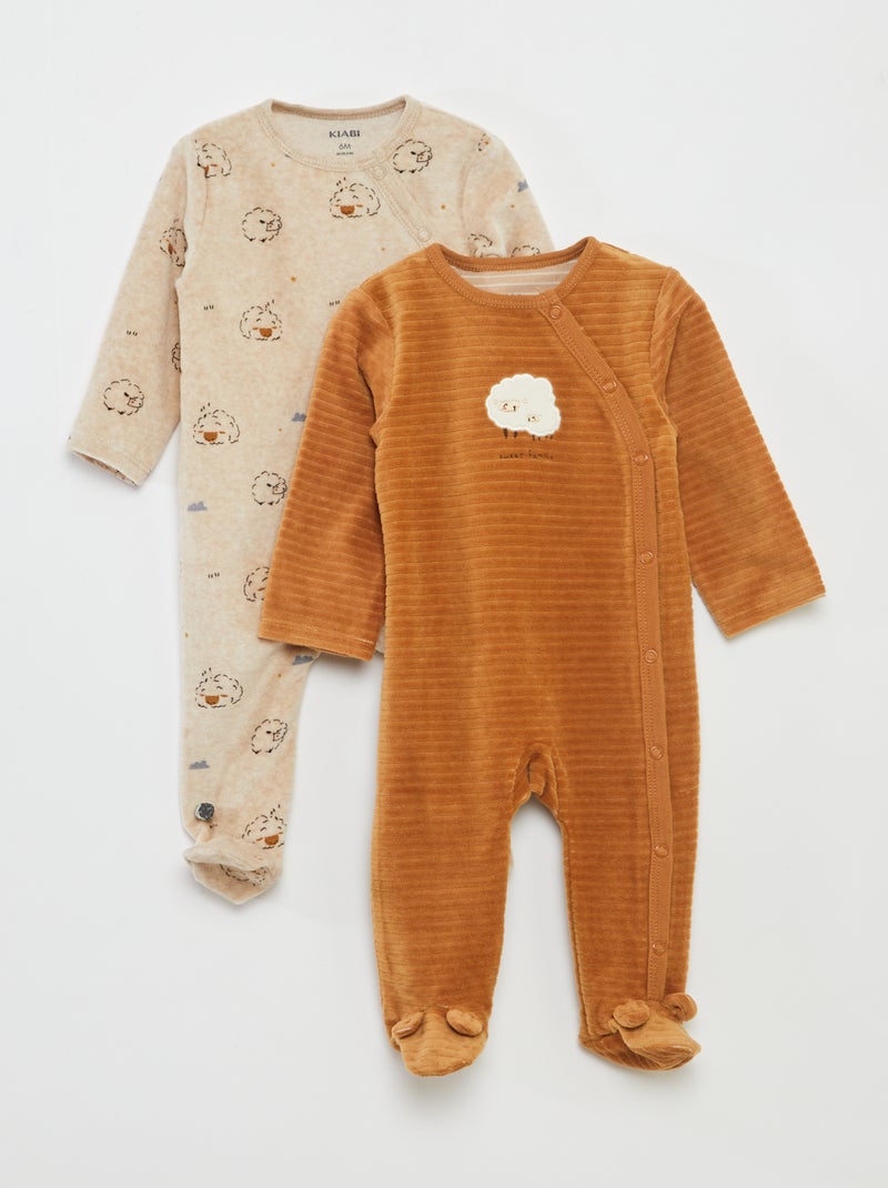 Pack de 2 peleles de terciopelo Beige - Kiabi