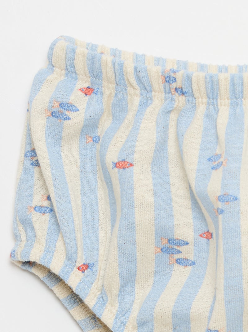 Pack de 2 piezas - body + Pantalón corto Azul - Kiabi