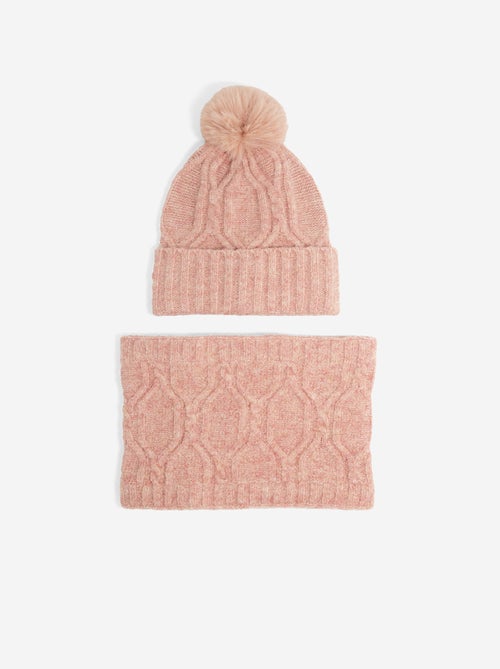 Pack de 2 piezas - Gorro con pompón + cuello tubular - Kiabi