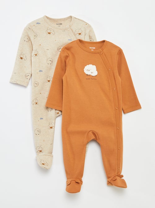 Pack de 2 pijamas con pies y cierre de automáticos - Kiabi