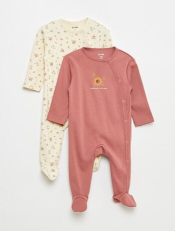 Pack de 2 pijamas con pies y cierre de automáticos