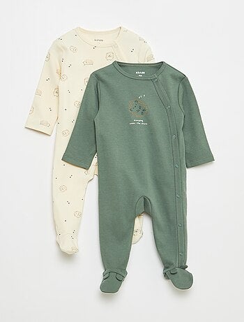 Pack de 2 pijamas con pies y cierre de automáticos