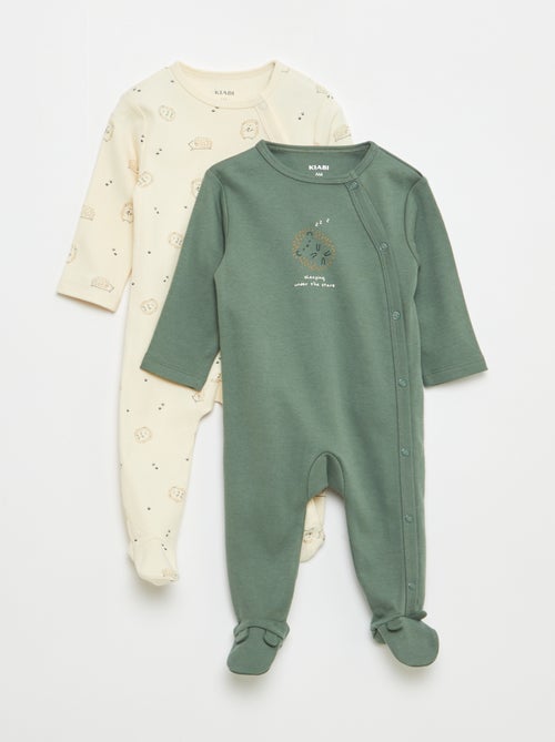 Pack de 2 pijamas con pies y cierre de automáticos - Kiabi