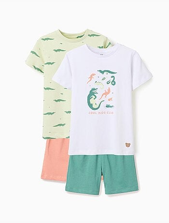 Pack de 2 pijamas cortos de algodón con estampado de cocodrilos