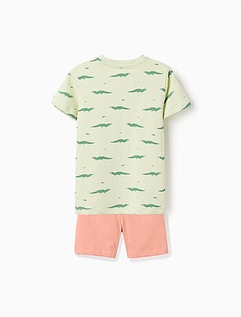 Pack de 2 pijamas cortos de algodón con estampado de cocodrilos