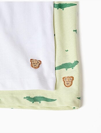 Pack de 2 pijamas cortos de algodón con estampado de cocodrilos