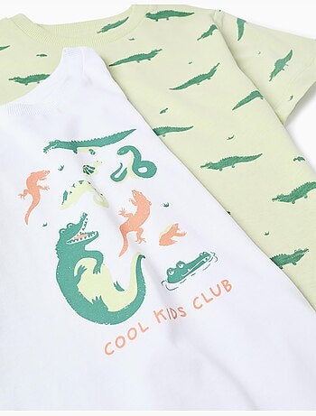 Pack de 2 pijamas cortos de algodón con estampado de cocodrilos