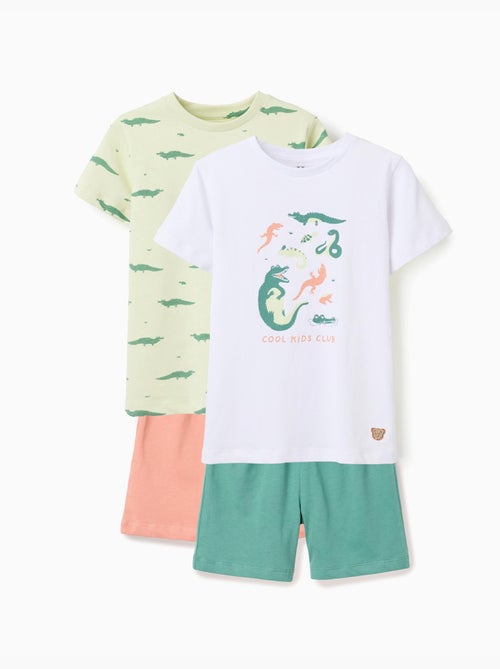 Pack de 2 pijamas cortos de algodón con estampado de cocodrilos - Kiabi