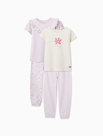 Pack de 2 pijamas cortos de algodón con estampados florales