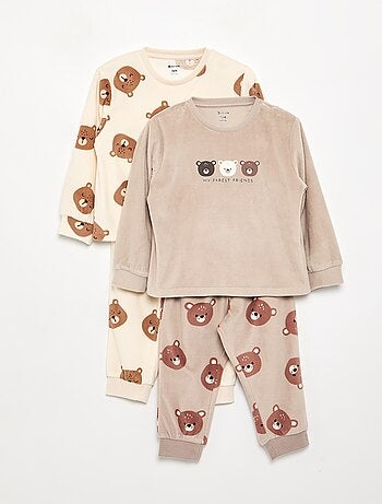Pack de 2 pijamas de 2 piezas de forro polar estampado