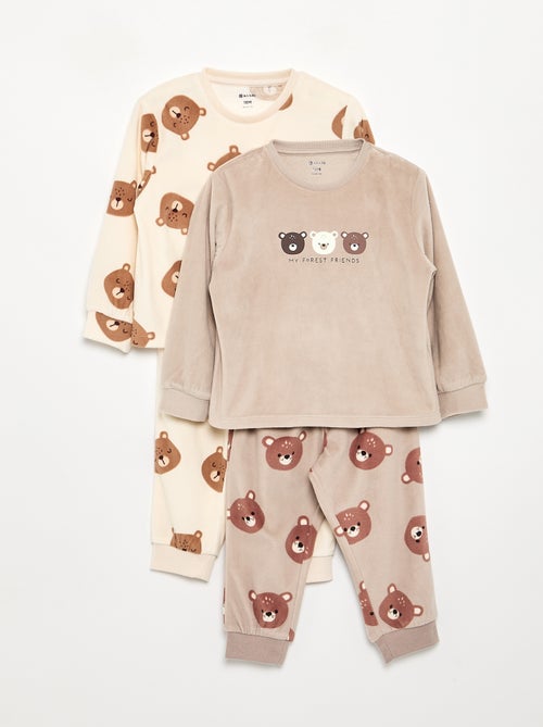 Pack de 2 pijamas de 2 piezas de forro polar estampado - Kiabi Pack de 2 pijamas de 2 piezas de forro polar estampado - Kiabi
