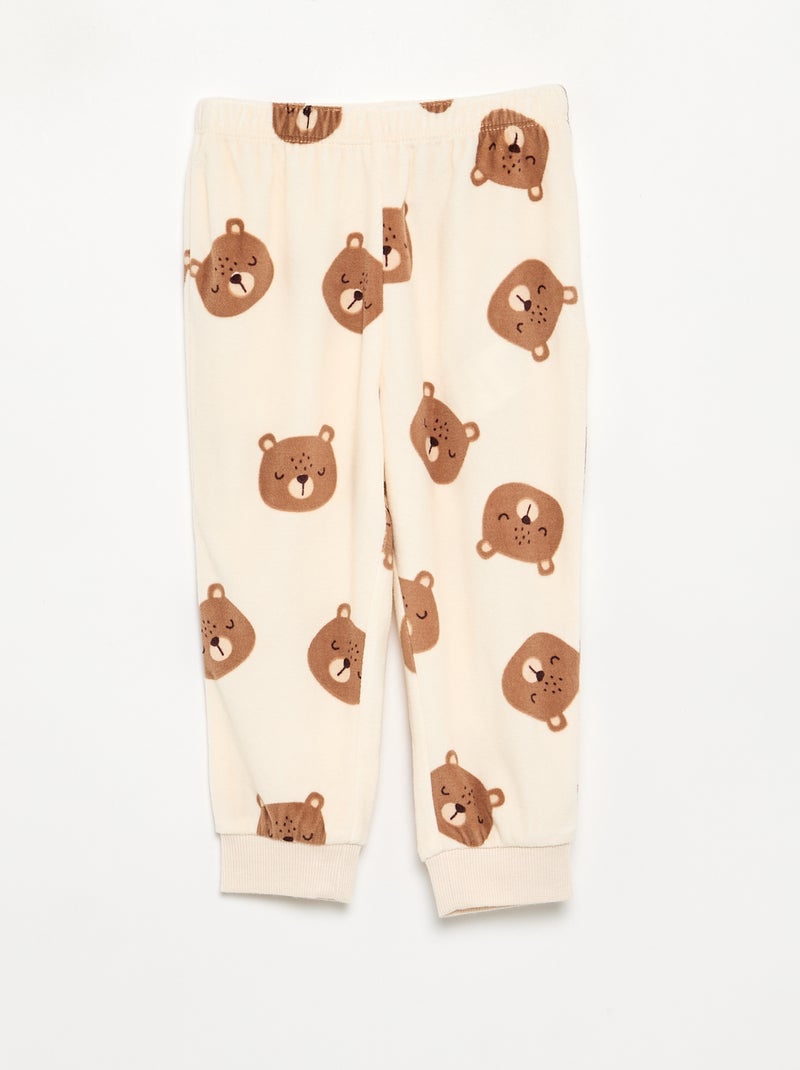Pack de 2 pijamas de 2 piezas de forro polar estampado Beige - Kiabi