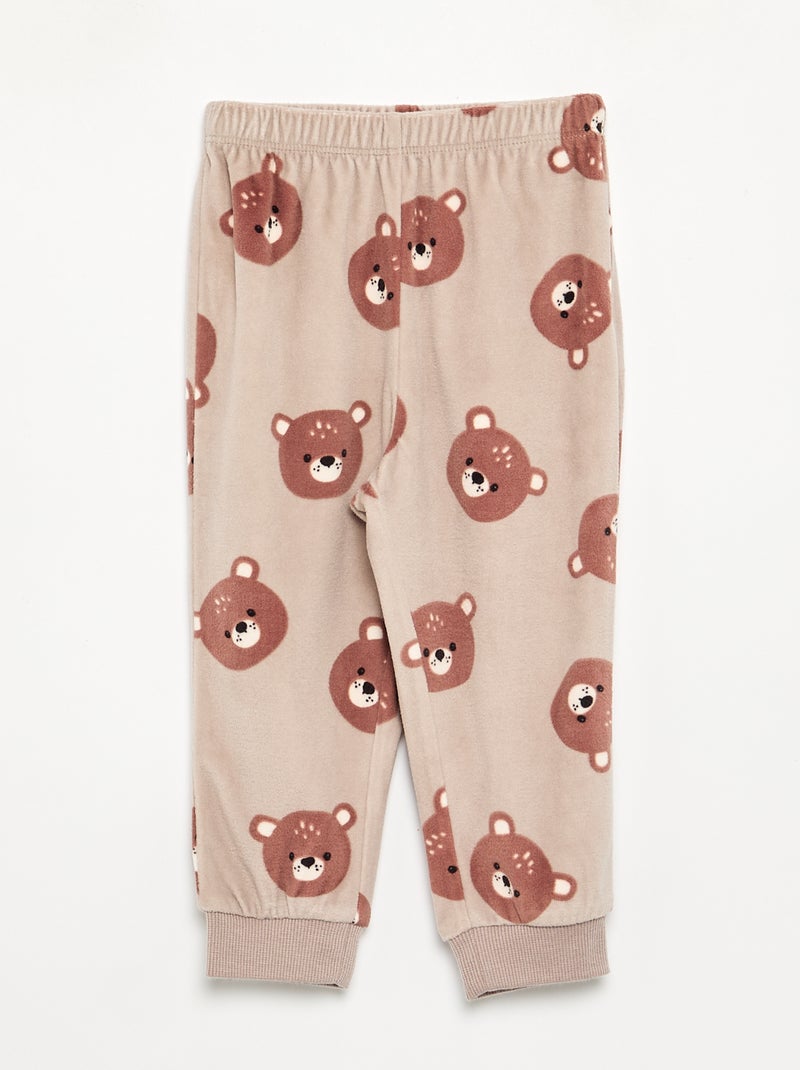 Pack de 2 pijamas de 2 piezas de forro polar estampado Beige - Kiabi
