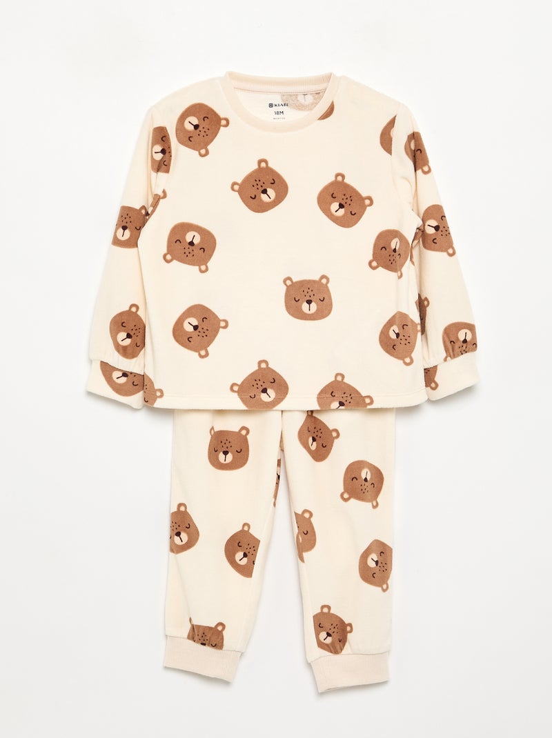 Pack de 2 pijamas de 2 piezas de forro polar estampado Beige - Kiabi