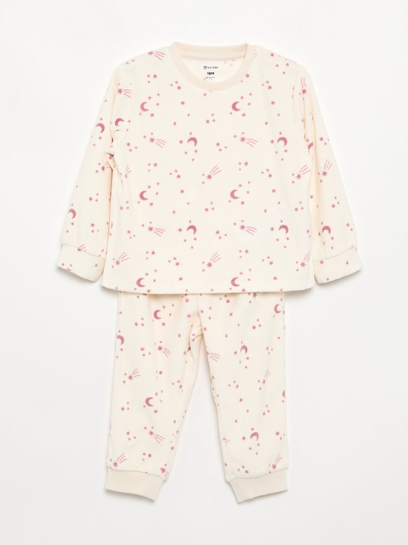 Pack de 2 pijamas de 2 piezas de forro polar estampado Rosa - Kiabi