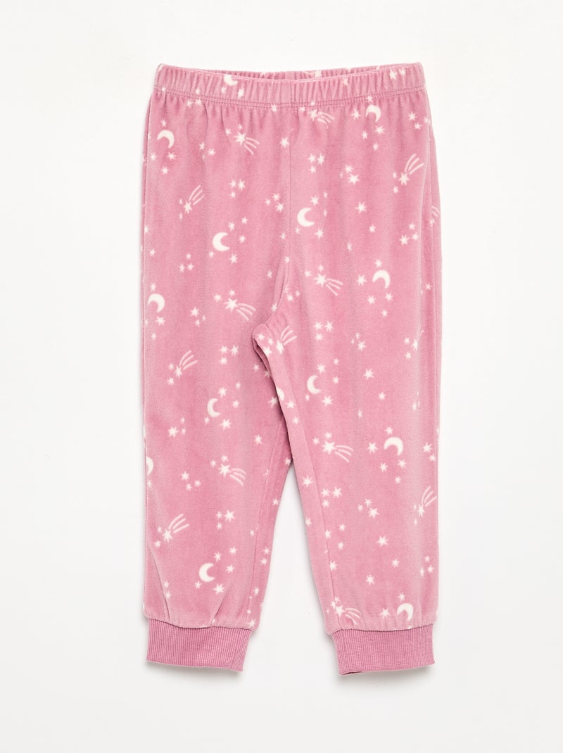 Pack de 2 pijamas de 2 piezas de forro polar estampado Rosa - Kiabi