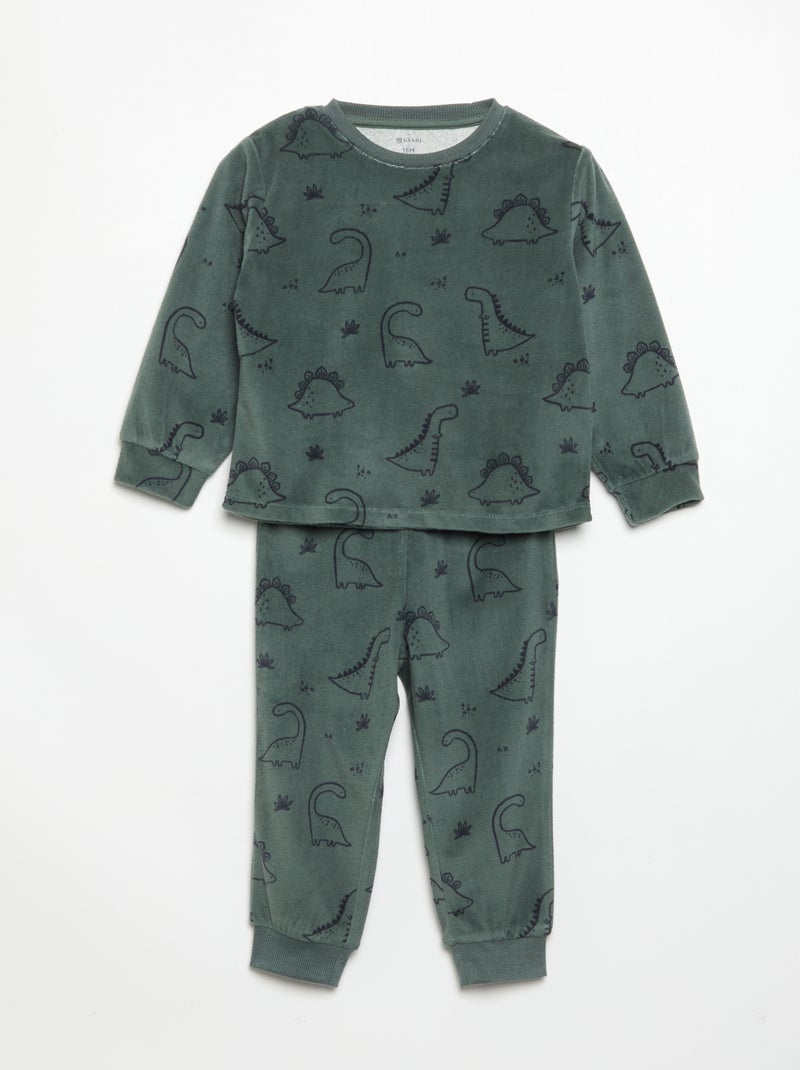 Pack de 2 pijamas de 2 piezas de forro polar estampado Verde - Kiabi
