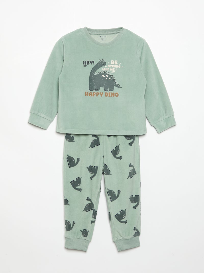 Pack de 2 pijamas de 2 piezas de forro polar estampado Verde - Kiabi