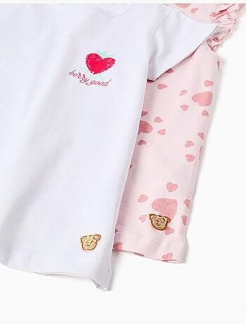 Pack de 2 pijamas de algodón con estampado de corazones