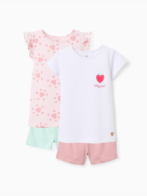 Pack de 2 pijamas de algodón con estampado de corazones - Kiabi
