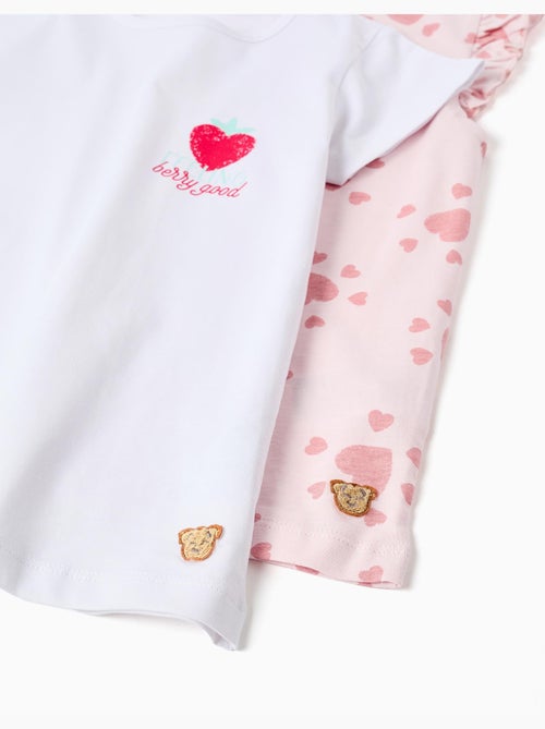 Pack de 2 pijamas de algodón con estampado de corazones - Kiabi