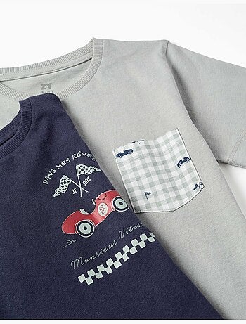 Pack de 2 pijamas de manga corta de algodón con estampados de coches
