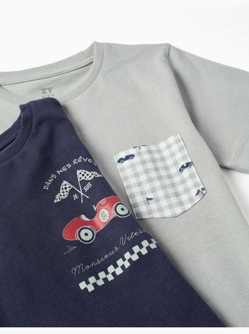 Pack de 2 pijamas de manga corta de algodón con estampados de coches - Kiabi Pack de 2 pijamas de manga corta de algodón con estampados de coches - Kiabi