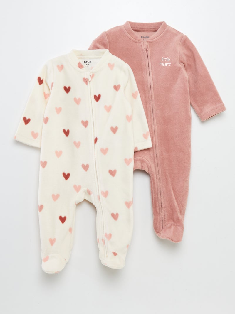Pack de 2 pijamas de tejido polar ROSA - Kiabi