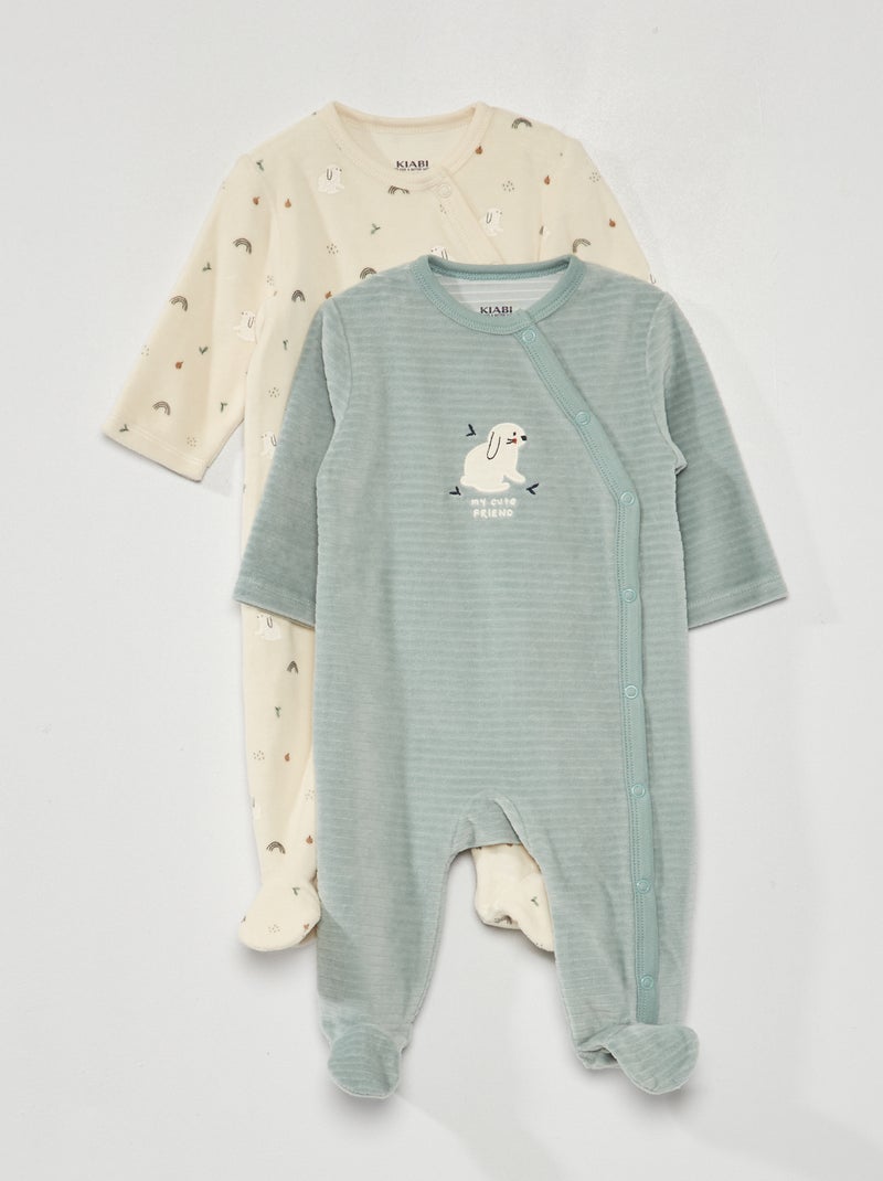 Pack de 2 pijamas de terciopelo - 2 piezas AZUL - Kiabi