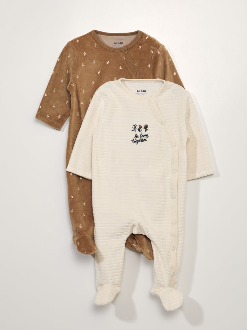 Pack de 2 pijamas de terciopelo - 2 piezas MARRON - Kiabi