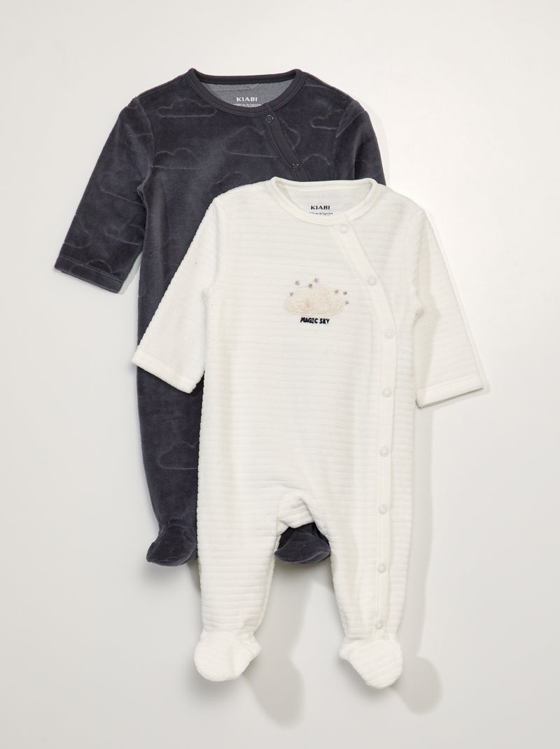 Pack de 2 pijamas de terciopelo - 2 piezas NEGRO - Kiabi
