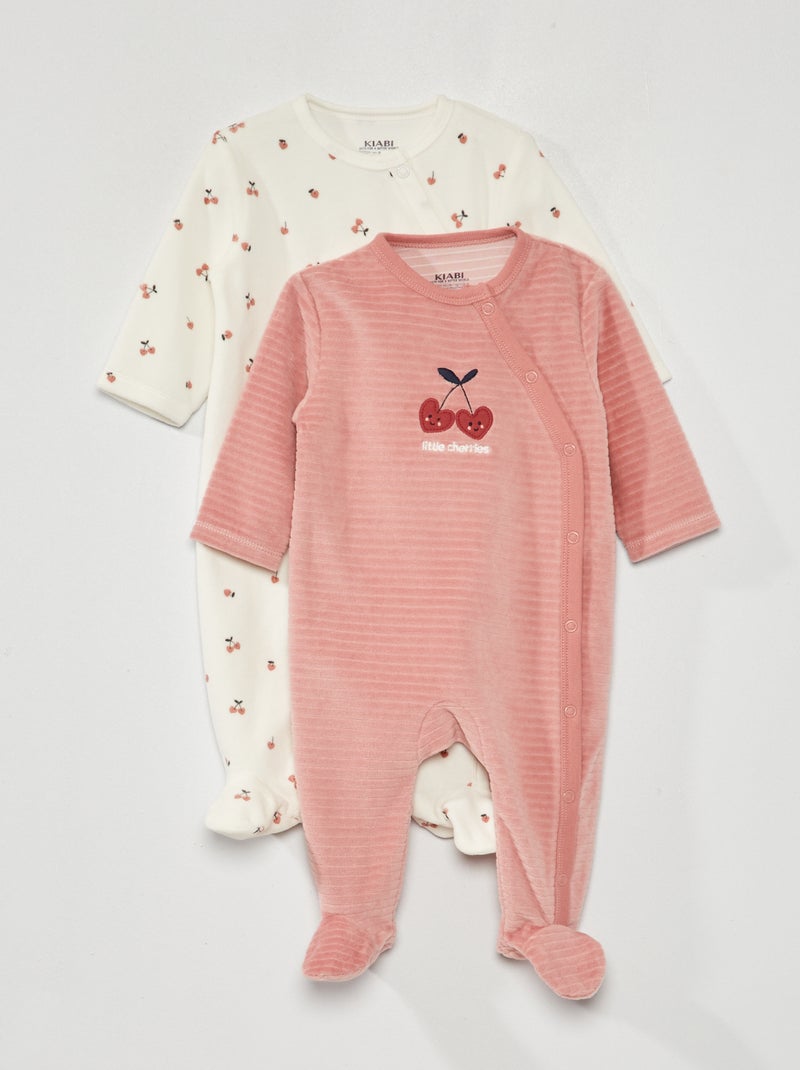 Pack de 2 pijamas de terciopelo - 2 piezas ROSA - Kiabi