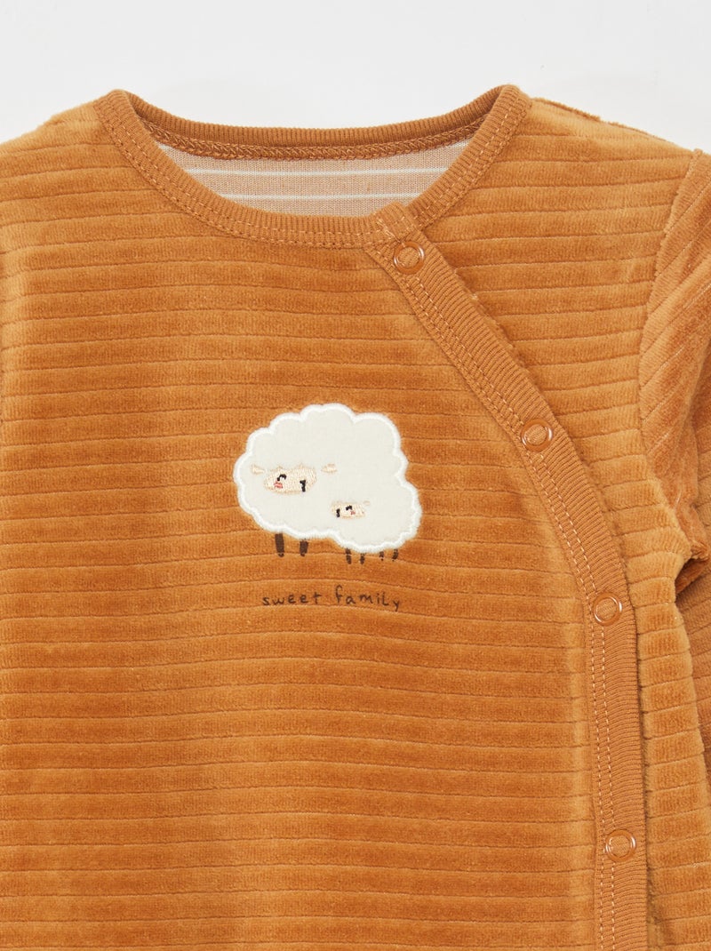Pack de 2 pijamas de terciopelo Beige - Kiabi
