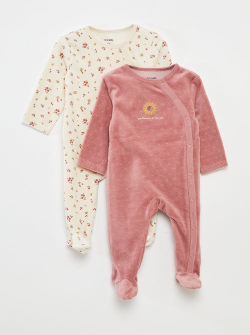 Pack de 2 pijamas de terciopelo - Kiabi