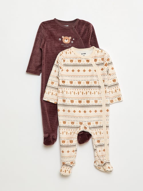 Pack de 2 pijamas de terciopelo - Kiabi