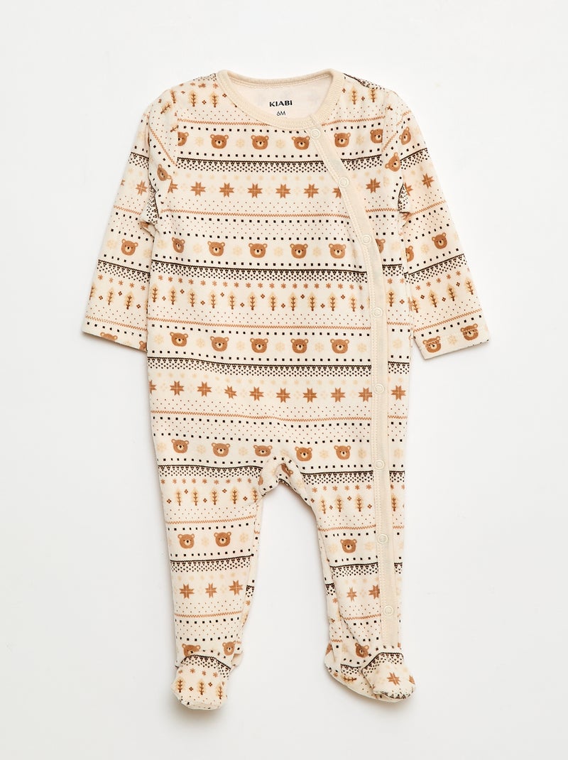 Pack de 2 pijamas de terciopelo Blanco - Kiabi