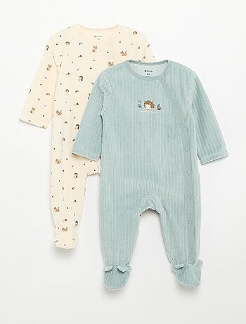 Pack de 2 pijamas de terciopelo con pies