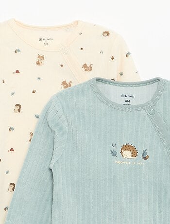 Pack de 2 pijamas de terciopelo con pies