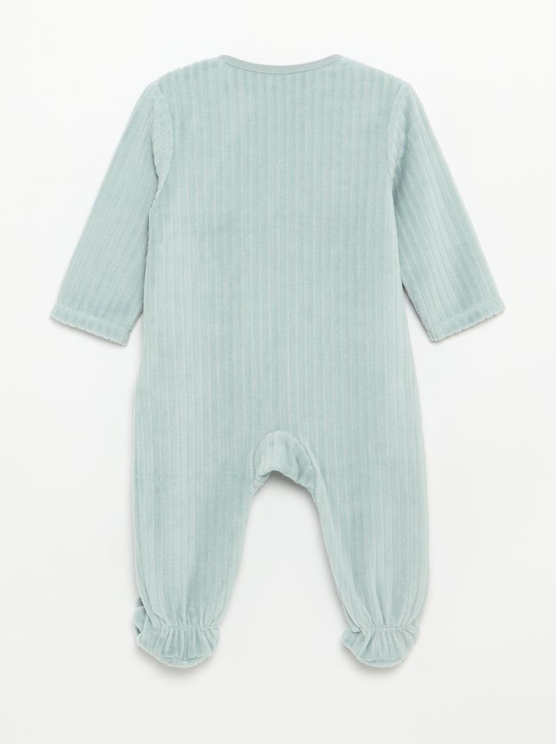 Pack de 2 pijamas de terciopelo con pies Azul - Kiabi