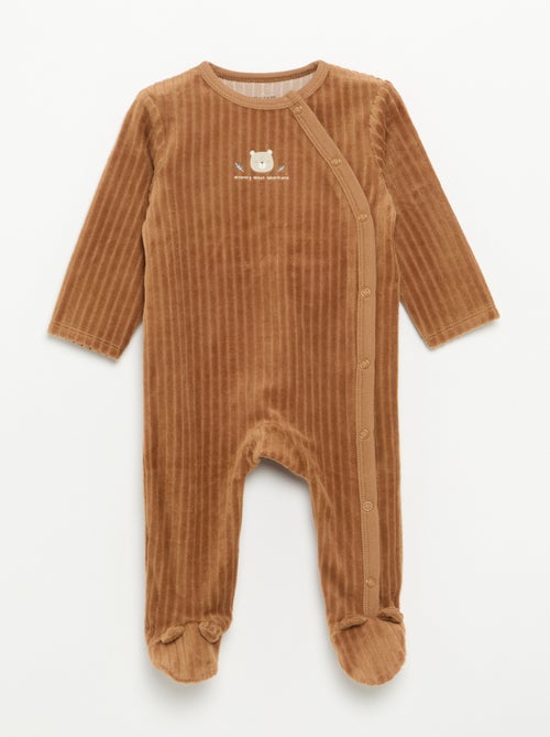 Pack de 2 pijamas de terciopelo con pies - Kiabi