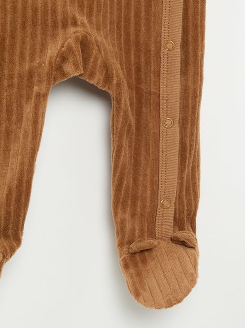 Pack de 2 pijamas de terciopelo con pies - Kiabi