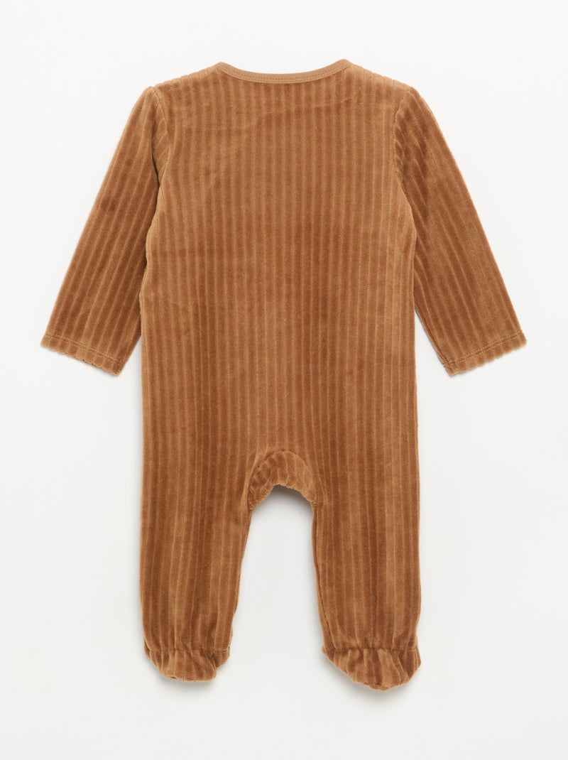 Pack de 2 pijamas de terciopelo con pies Marron - Kiabi